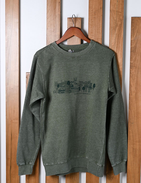 Pigment-Dyed Cityscape Crewneck